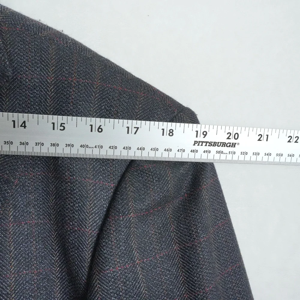 Pendleton 42R Men's Wool Sport Coat Charcoal‎ Gray Herringbone Plaid Checked